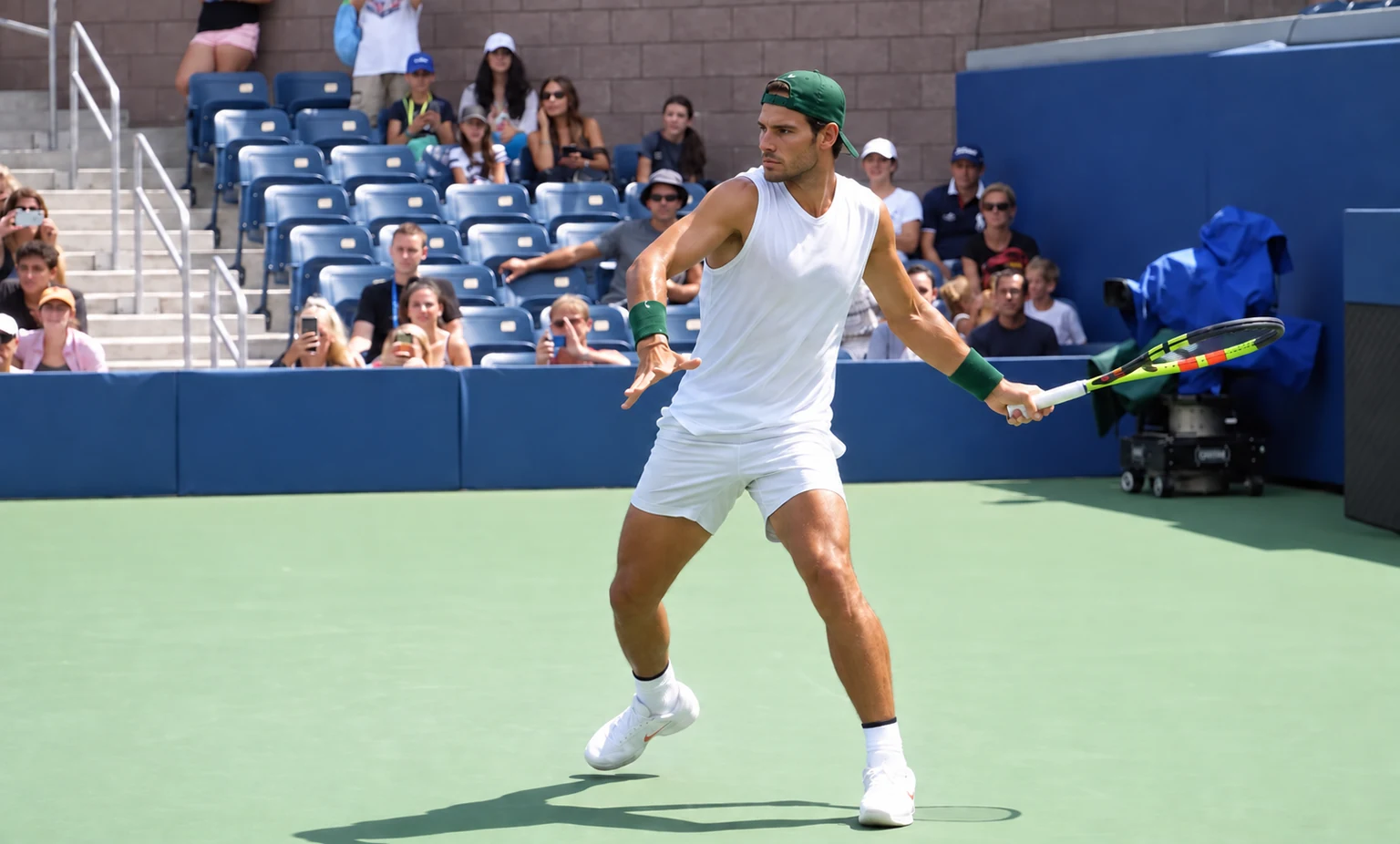 Tennis player preparing a forehand